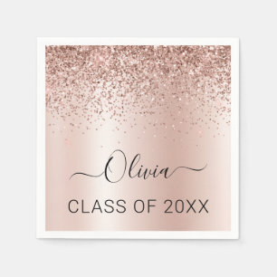 Class of 2024 Blush Pink Glitter Graduate Napkin