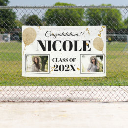 Class Of 2024 Bold Font Balloon Photo Graduation Banner