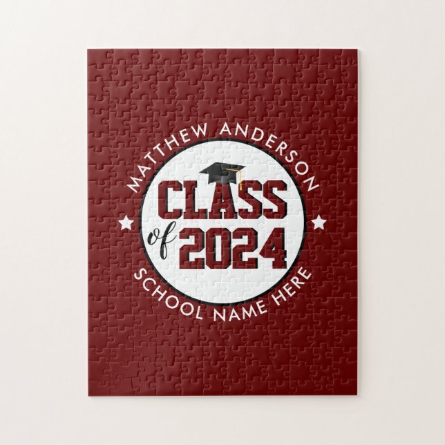 Class of 2024 Burgundy Graduate Graduation Jigsaw Puzzle (Vertical)