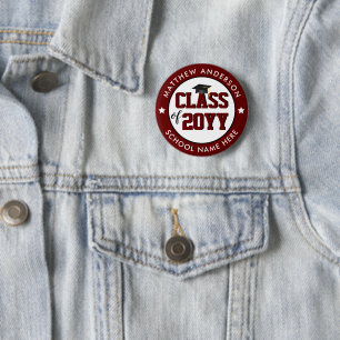 Class of 2024 Burgundy Graduate Graduation Party 6 Cm Round Badge