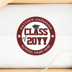 Class of 2024 Burgundy Graduate Graduation Party Classic Round Sticker