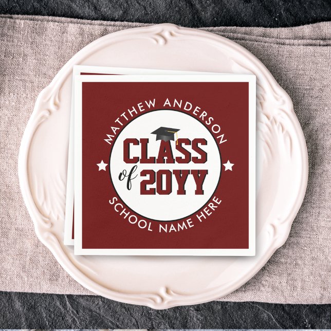 Class of 2024 Burgundy Graduate Graduation Party Napkin (Creator Uploaded)