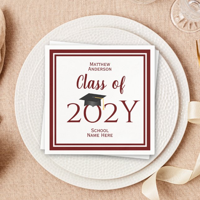 Class of 2024 Burgundy Graduate Graduation Party Napkin (Creator Uploaded)