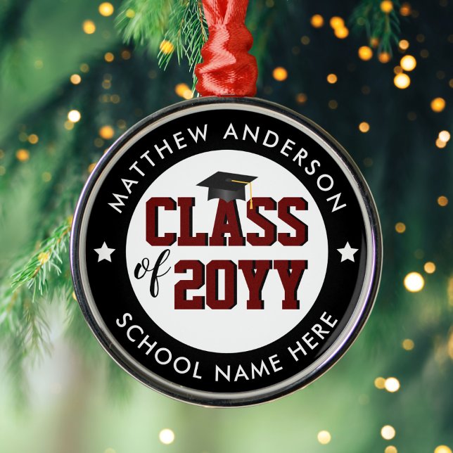 Class of 2024 Burgundy Red Graduate Graduation Metal Ornament (Creator Uploaded)