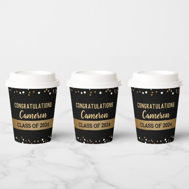 Class of 2024 Confetti Customisable Graduation Paper Cups (Multi)