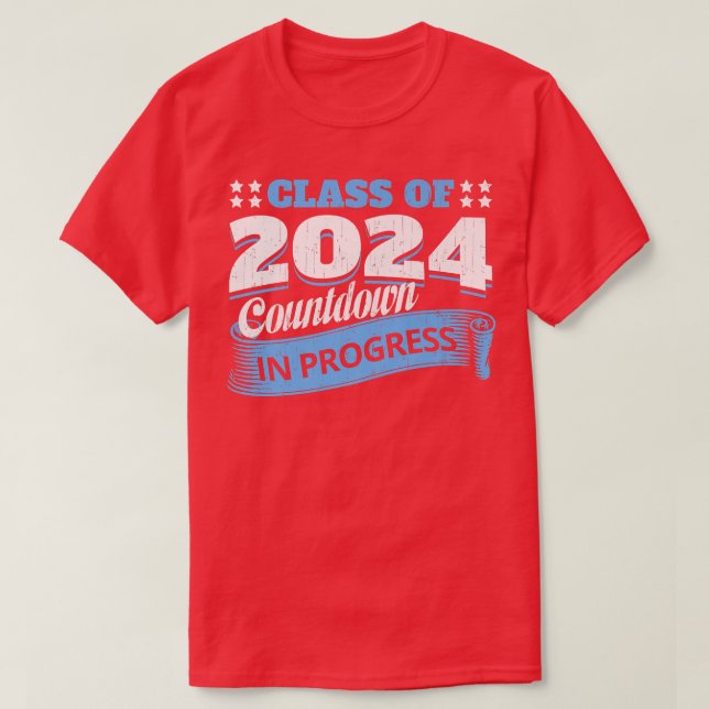 Class Of 2024 Countdown Funny Graduate Student Gra T-Shirt (Design Front)