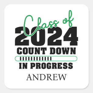 Class of 2024 Countdown In Progress Graduation Square Sticker