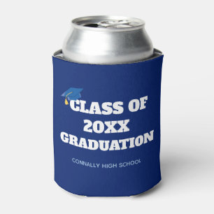 Class of 2024 Custom School Graduation Blue Can Cooler