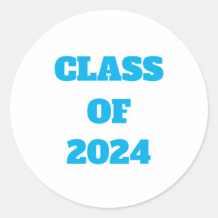 Class Of 2024 Custom Year Boys Girls Blue Colour Classic Round Sticker