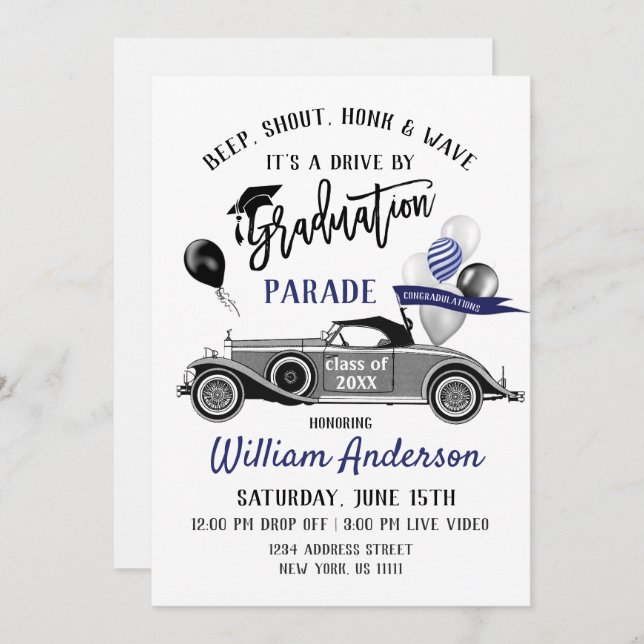 Class of 2024 DRIVE BY Graduation Party Invitation (Front/Back)