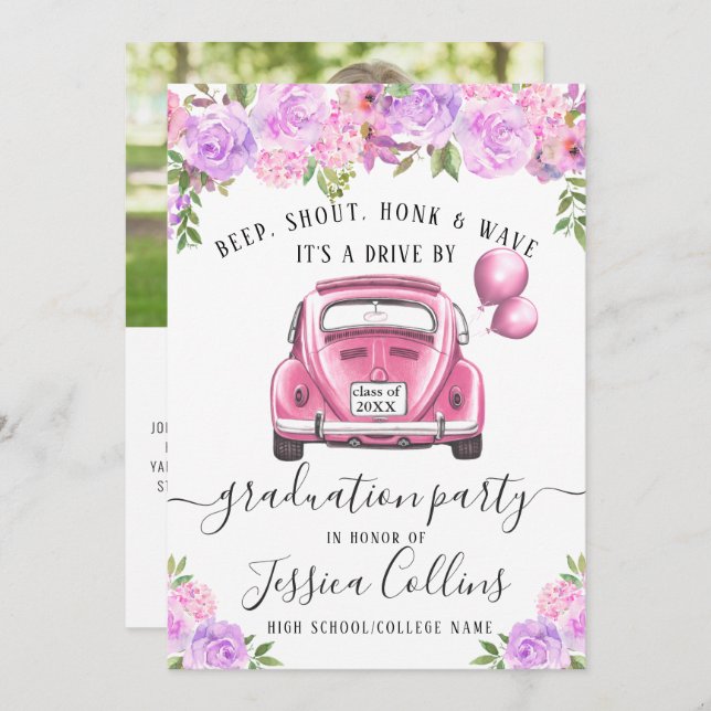 Class of 2024 DRIVE BY PHOTO Graduation Party Invitation (Front/Back)
