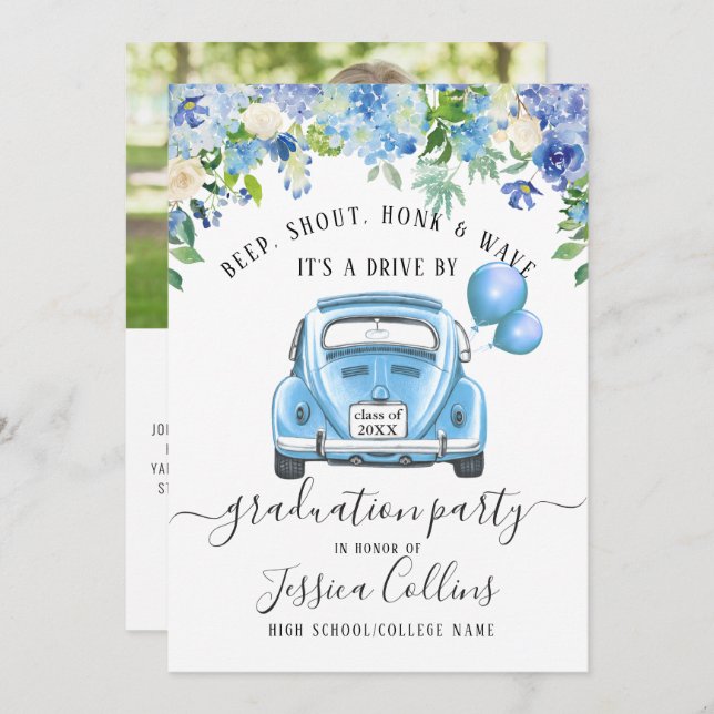 Class of 2024 DRIVE BY PHOTO Graduation Party Invitation (Front/Back)