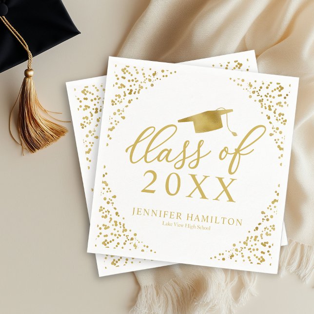 Class Of 2024 Elegant Gold White Graduation Party Napkin (Creator Uploaded)