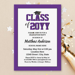 Class of 2024 Elegant Royal Purple Graduation Invitation