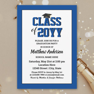 Class of 2024 Elegant Sapphire Blue Graduation Invitation