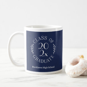 Class of 2024 Emblem School Name Navy Graduation Coffee Mug