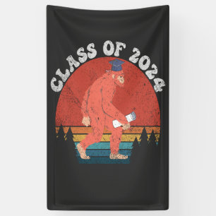 Class Of 2024 Funny Graduation Bigfoot Retro Gift Banner