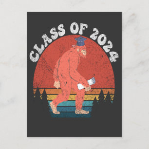 Class Of 2024 Funny Graduation Bigfoot Retro Gift  Invitation Postcard
