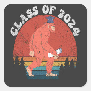 Class Of 2024 Funny Graduation Bigfoot Retro Gift Square Sticker