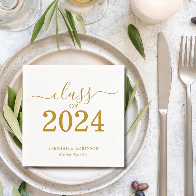 Class of 2024 Gold Script Graduation  Napkin (Creator Uploaded)