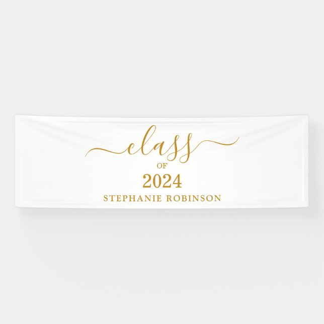 Class of 2024 Gold Script Minimalistic Graduation Banner (Horizontal)