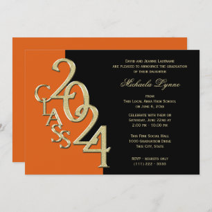 Class of 2024 Grad Gold with Colour Option Invitation