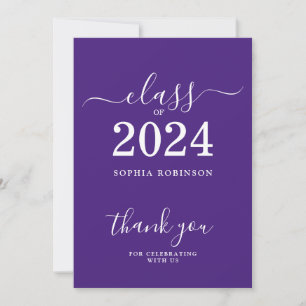 Class of 2024 Grad Purple  Thank You Card