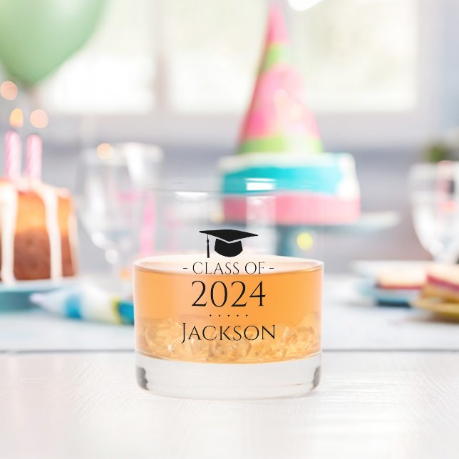 Class of 2024 Graduate Custom Whiskey Glass (Insitu (Birthday))