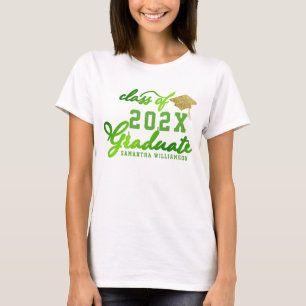 Class of 2024 Graduate Green Typography Graduation T-Shirt
