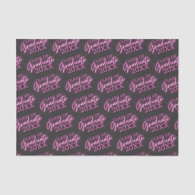 Class of 2024 Graduate Neon Pink Script  Tissue Paper (Front)