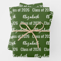 Class of 2024 Graduate's Name Dark Green and White