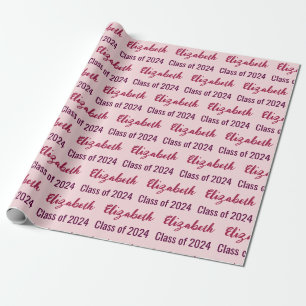 Class of 2024 Graduate's Name Pale Pink Wrapping Paper