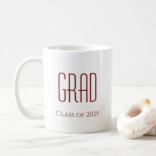 Class of 2024 Graduation Grad Simple White Red  Coffee Mug