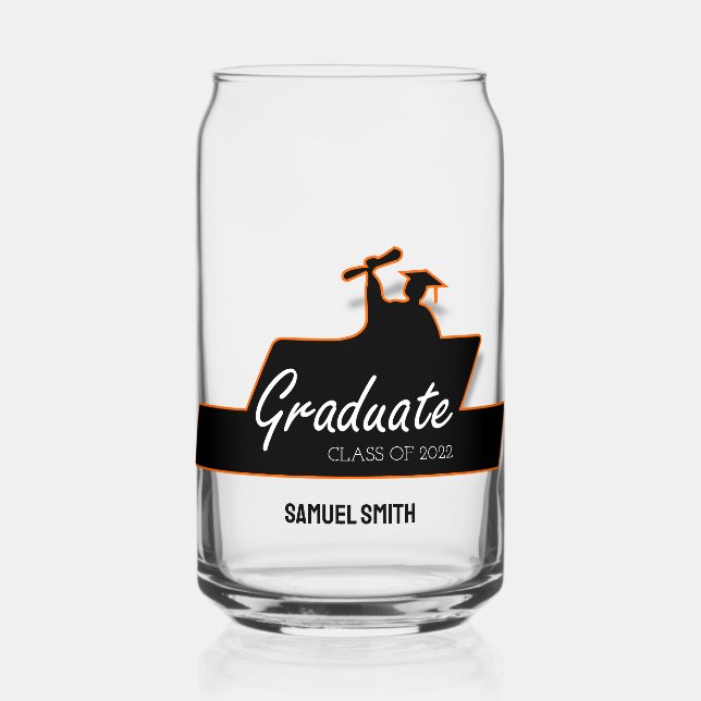 Class Of 2024 Graduation Script Scroll Custom  Can Glass (Front)