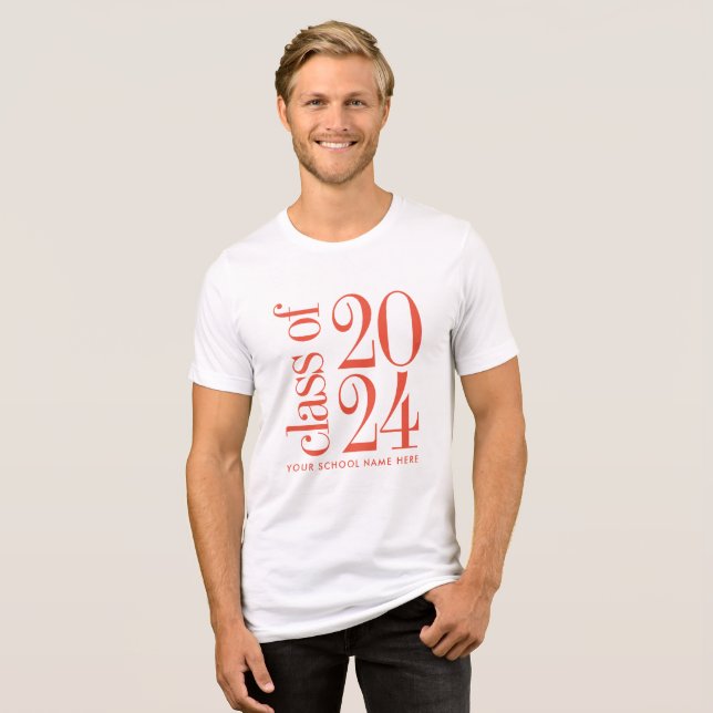 Class of 2024 Graduation with School Name Tri-Blend Shirt (Front Full)