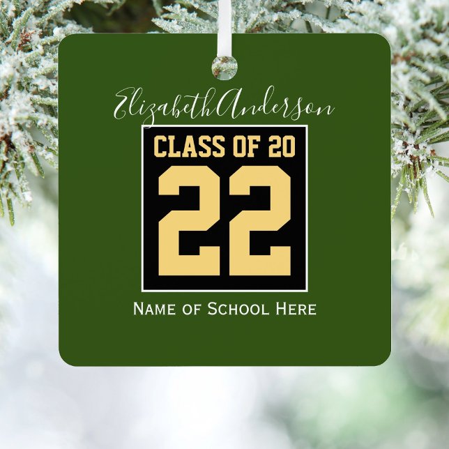 Class of 2024 Green Black & Gold Graduation Photo Metal Tree Decoration (Creator Uploaded)