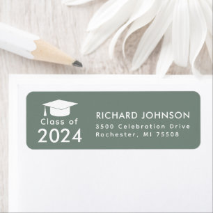  Class of 2024  Green Blue White Graduation Return Address Label