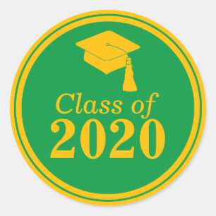 Class of 2024 Green Gold Graduation Classic Round Sticker