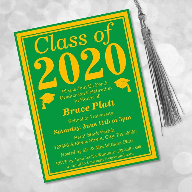Class of 2024 Green Gold Graduation Invitation Postcard (Creator Uploaded)