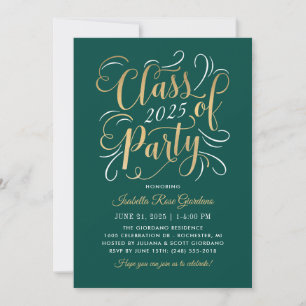 Class of 2024 Green Gold Graduation Party Photo Invitation