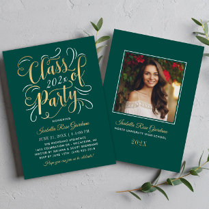 Class of 2024 Green Gold Graduation Party Photo Invitation