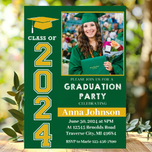 Class of 2024 Green Yellow Graduation Invitatio Invitation