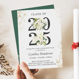 Class of 2024 Greenery Floral Graduation Party Invitation