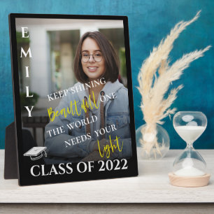 Class Of 2024 Keep Shining Quote Photo Graduation Plaque