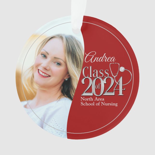 Class of 2024 Nursing with Photo Ornament (Front)