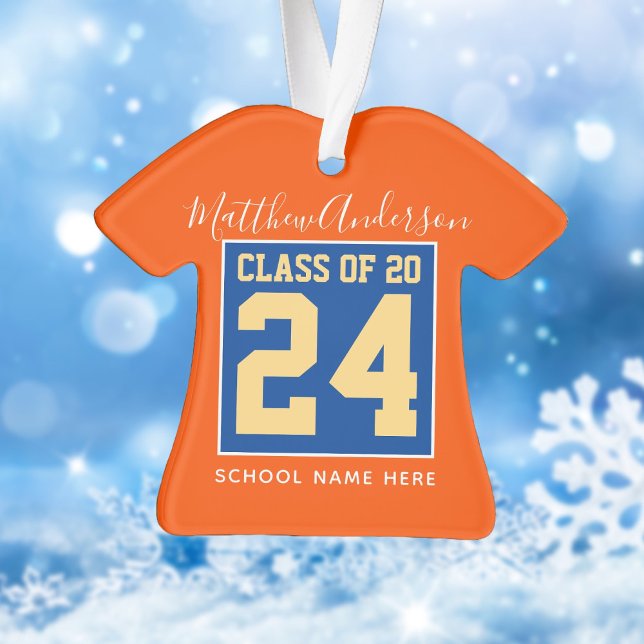 Class of 2024 Orange Blue and Gold Graduation Ornament (Creator Uploaded)