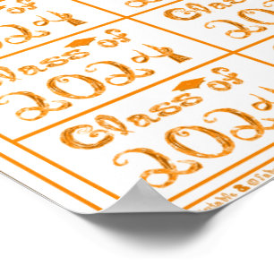 Class of 2024 Orange Glitter Shiny Fabric Font Tag Poster