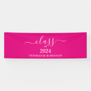 Class of 2024 Pink Simple Graduation Banner