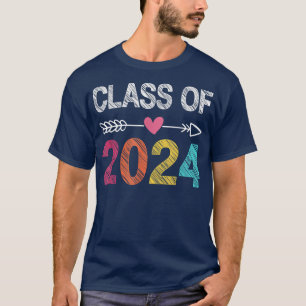 Class Of 2024 Pre K To 12 Handprint On Back Grow W T-Shirt