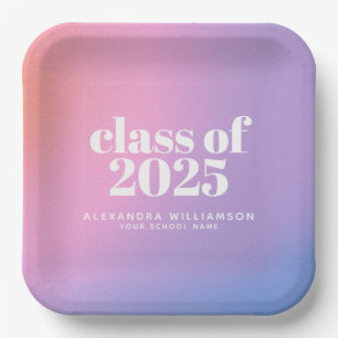 Class of 2024 Purple Gradient Custom Graduation Paper Plate